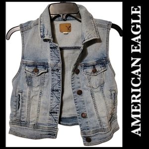 American Eagle Denim Distressed Vest